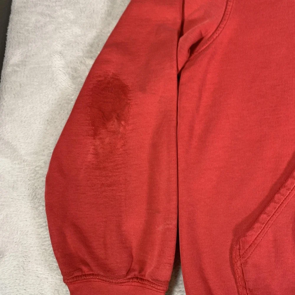 Vintage‎ Nike Essentials Small Swoosh Hoodie Mens Large Red Y2K Gray Tag FLAWS